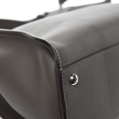 Fendi Vitello Seta Shiny Nappa Medium Peekaboo Iconic Satchel Carbone Grigio Polvere 11 of 12