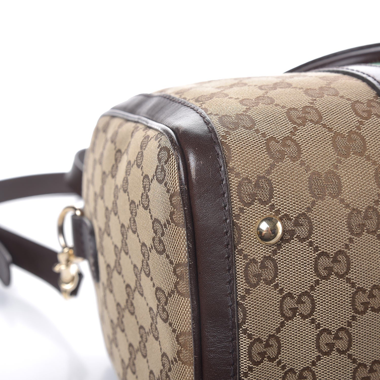 Gucci Monogram Vintage Web Medium Boston Dark Brown 12 of 13