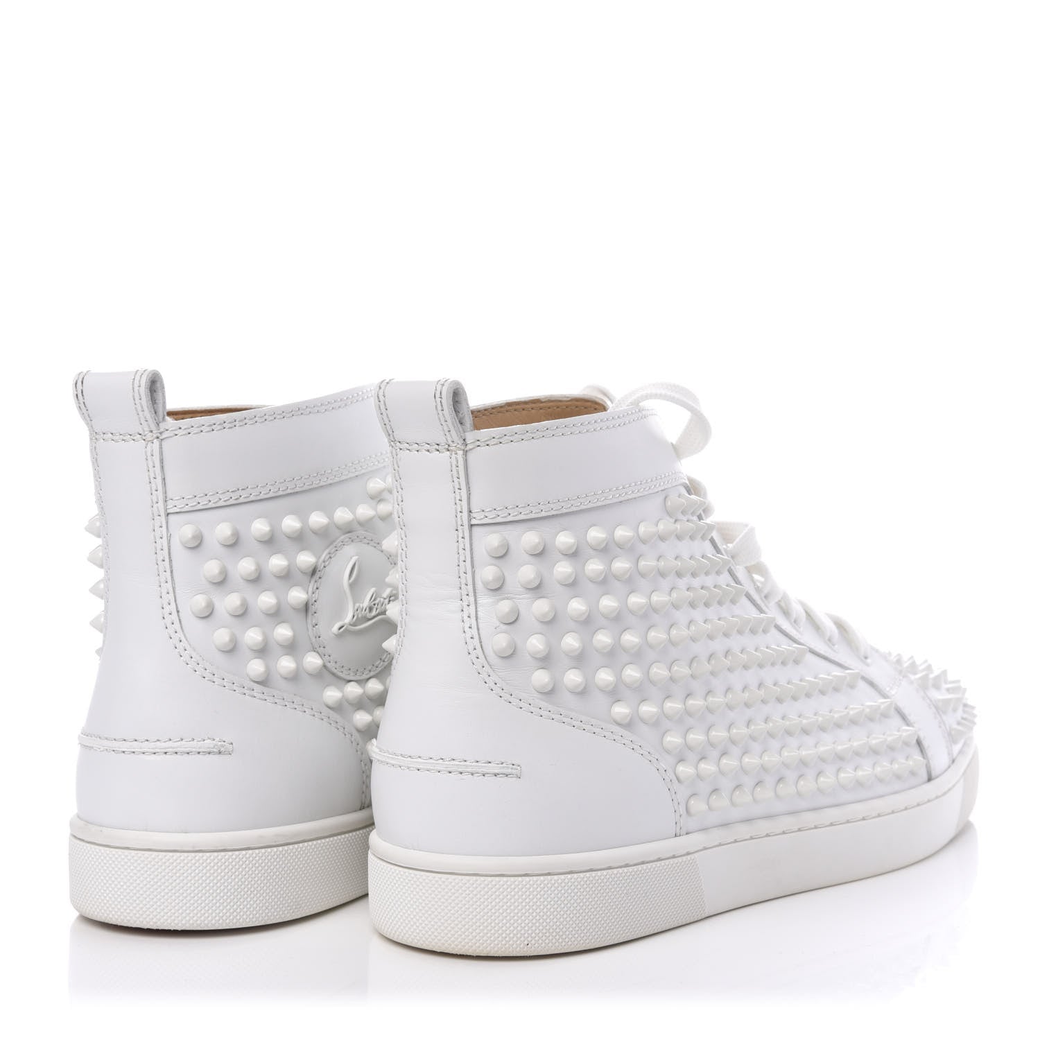 Christian Louboutin Calfskin Mens Louis Spikes Flat Sneakers 42.5 White 4 of 9