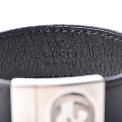 Gucci Sterling Silver Calfskin Interlocking G Bracelet Black 4 of 7