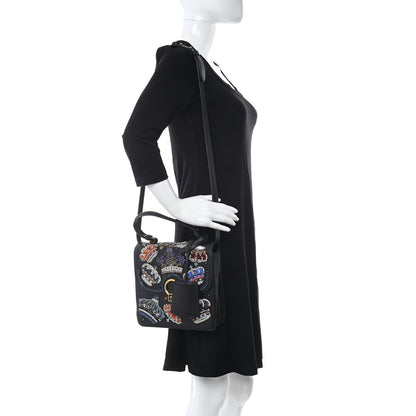 Versace Nappa Crystal Crown Embellished La Medusa Top Handle Messenger Flap Black Multicolor 2 of 12