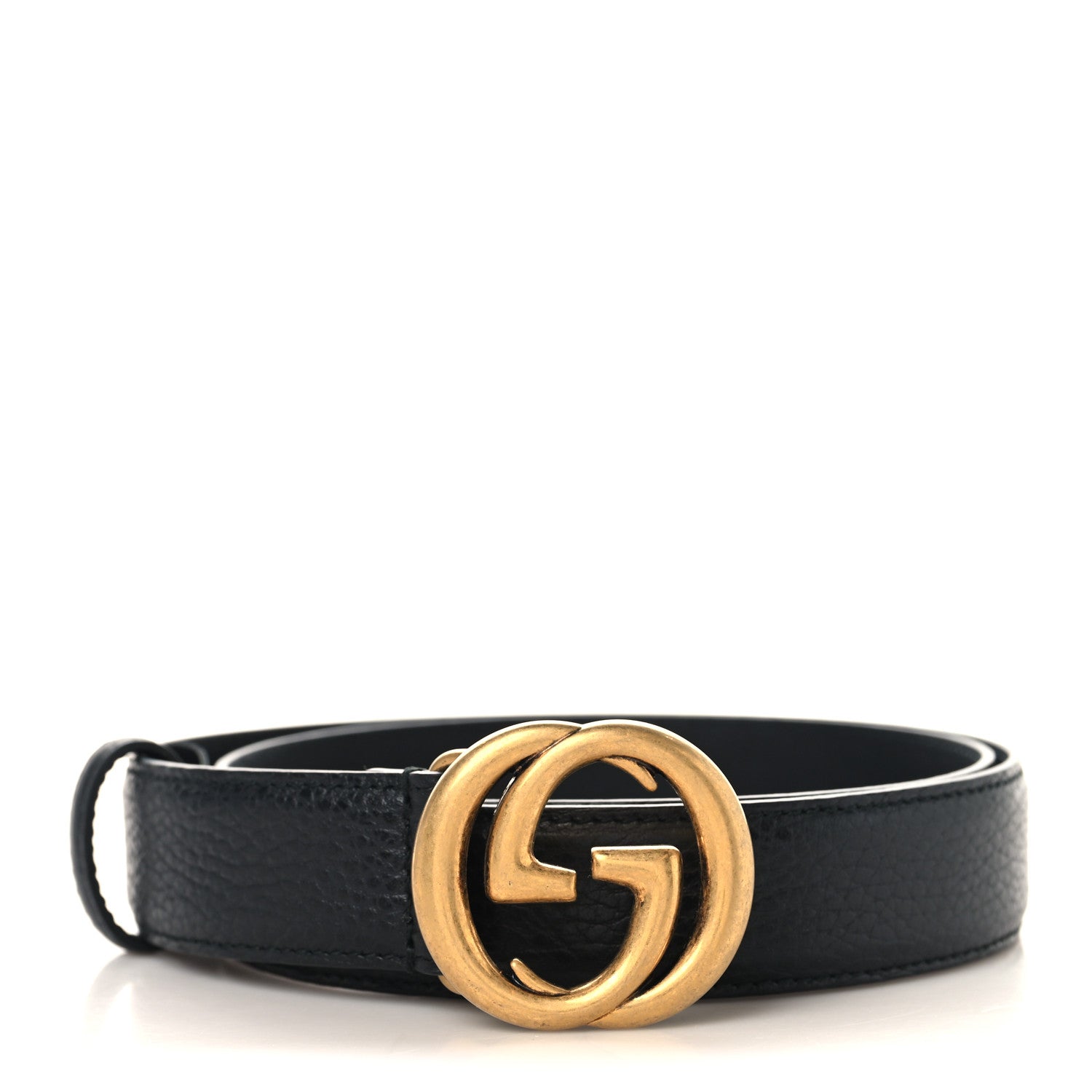 GUCCI ブラック ベルト GGロゴ 75/30 Gucci Calfskin Mens Interlocking G Belt 75 30 Black 1875840