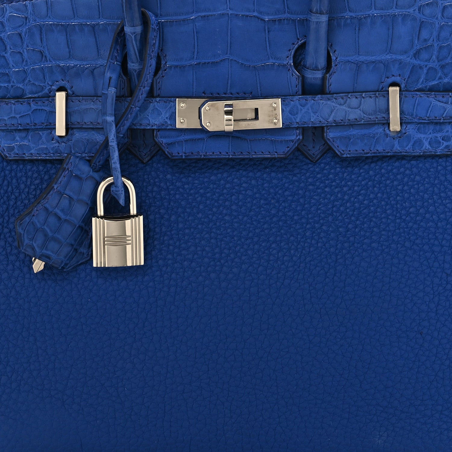 Hermes Togo Matte Alligator Birkin Touch 25 Bleu Royal 8 of 18