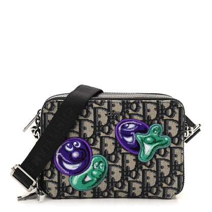 Christian Dior X KENNY SCHARF Oblique Canvas Embroidered Patches Crossbody Charcoal 1 of 10