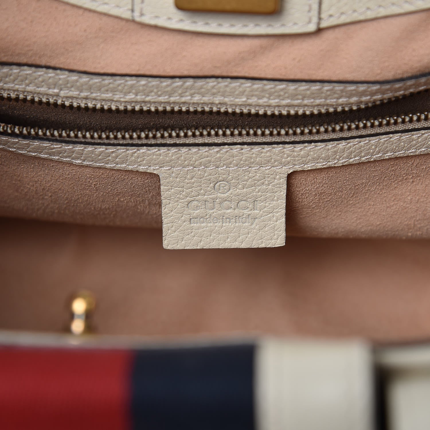 Gucci Grained Calfskin Web Stripe Butterfly Medium Totem Top Handle Bag White 7 of 13