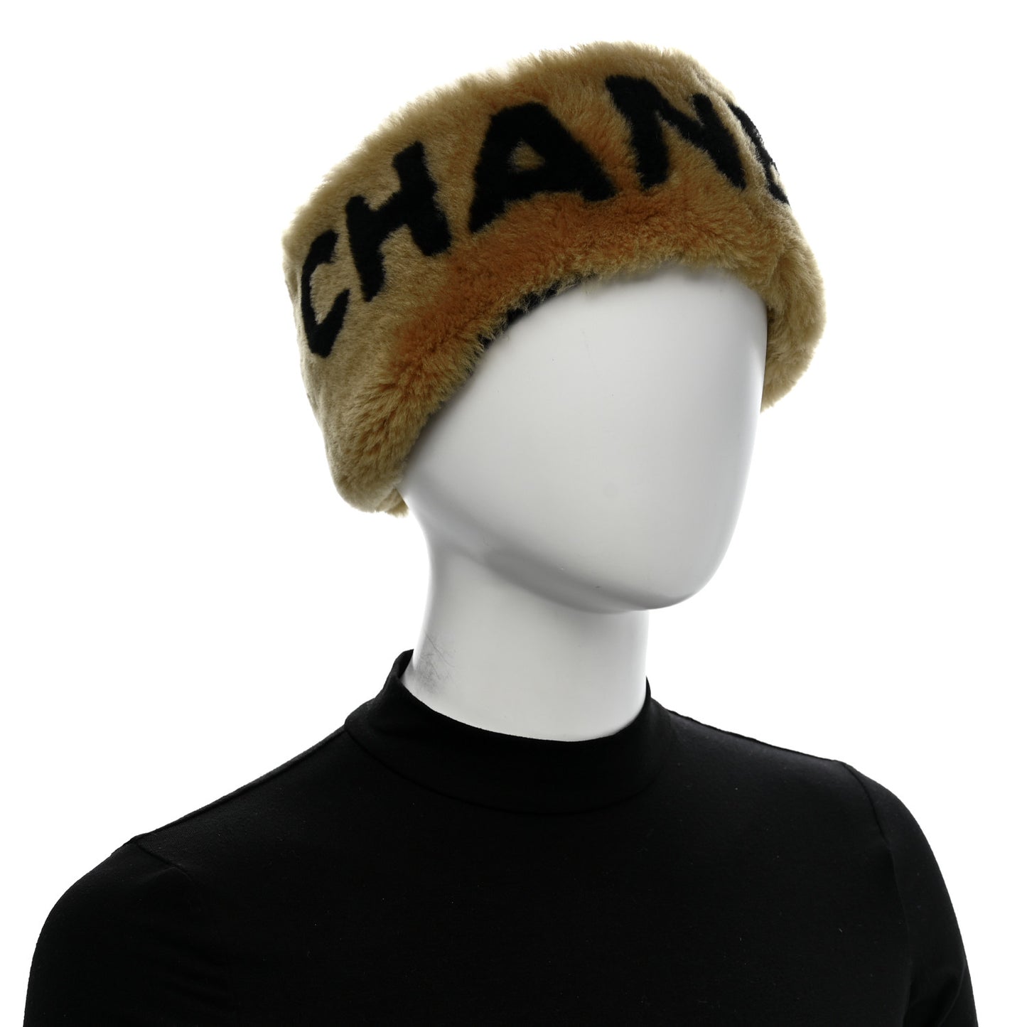 Dyed Shearling CC Headband Brown Black