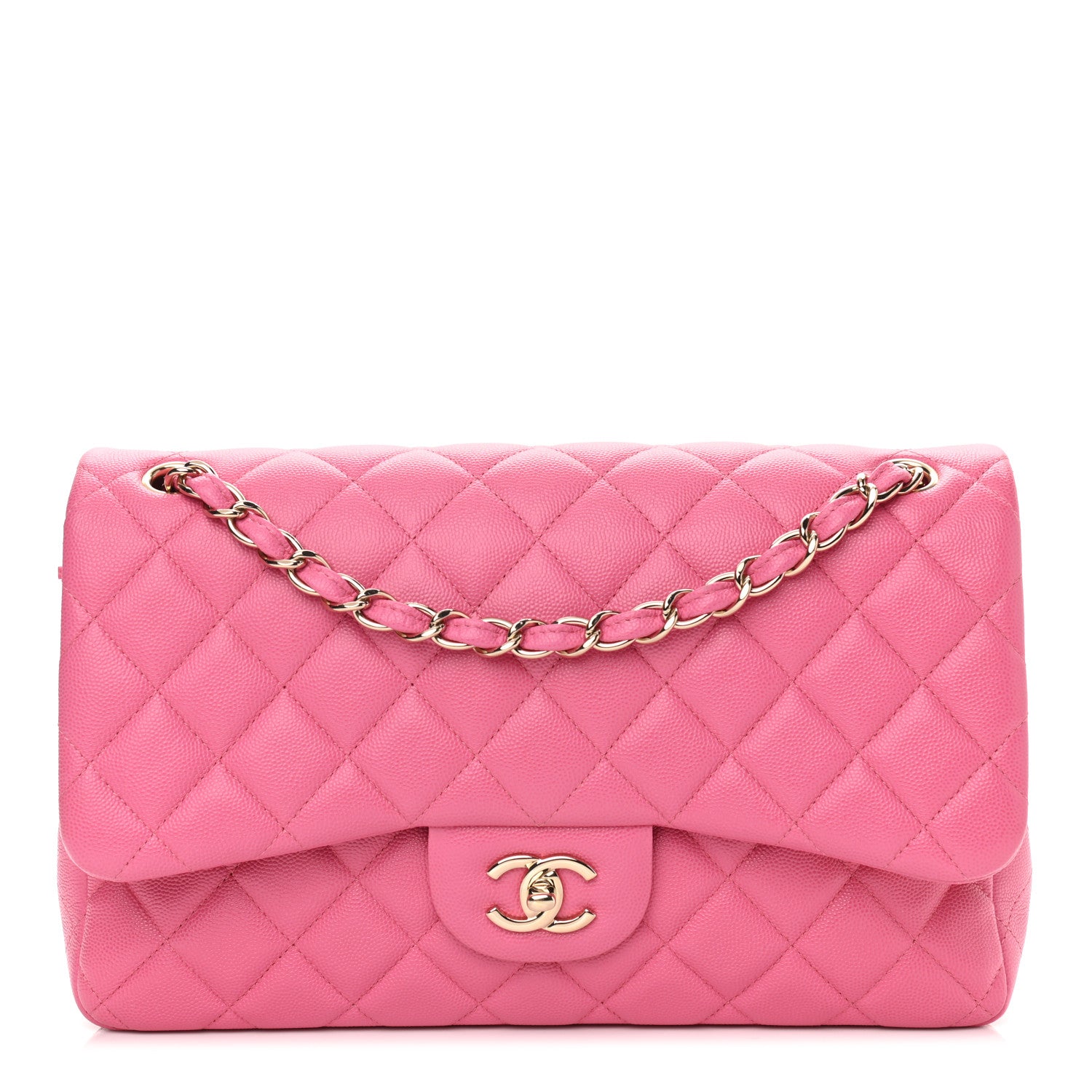 Chanel Caviar Quilted Jumbo Double Flap Pink 1 of 11