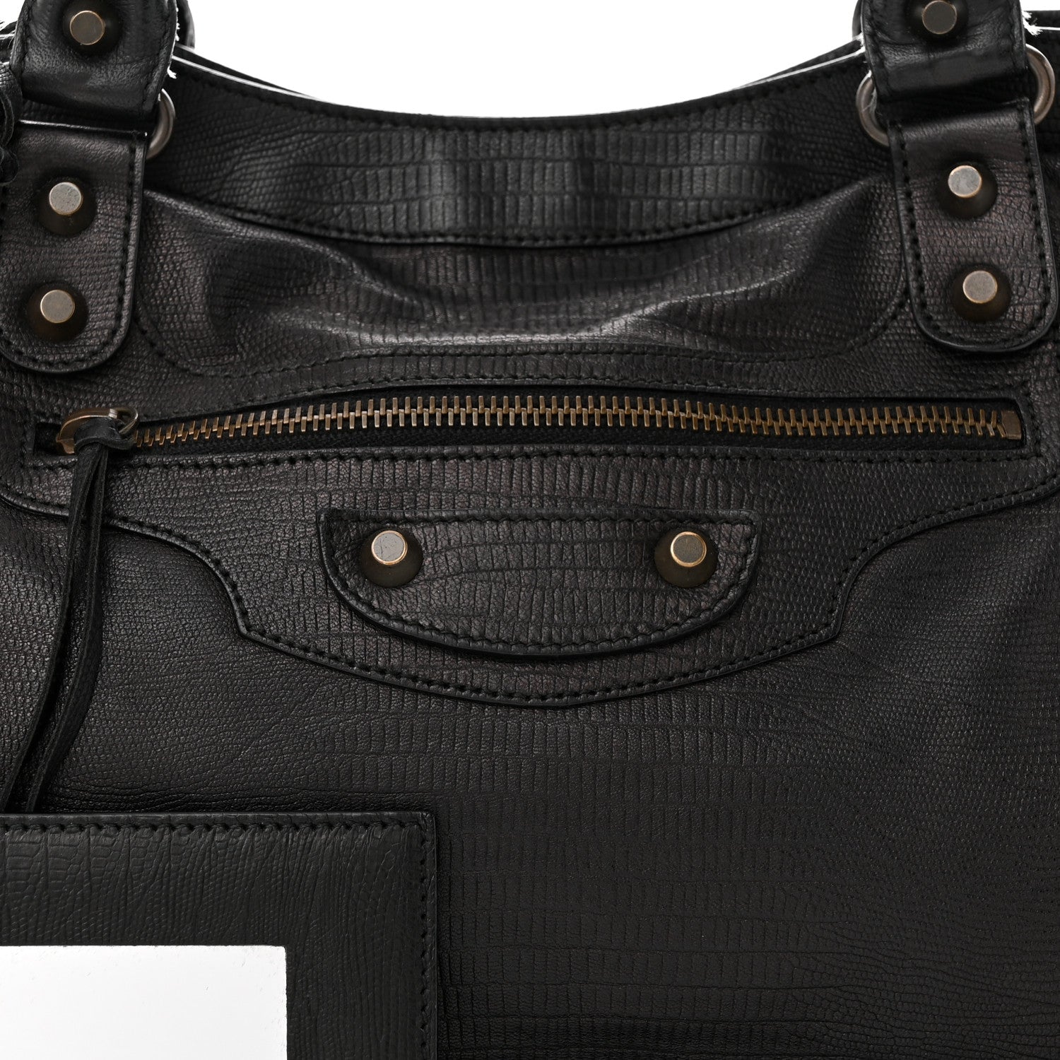 Balenciaga Calfskin Lizard Embossed Classic Hardware City Black 8 of 14