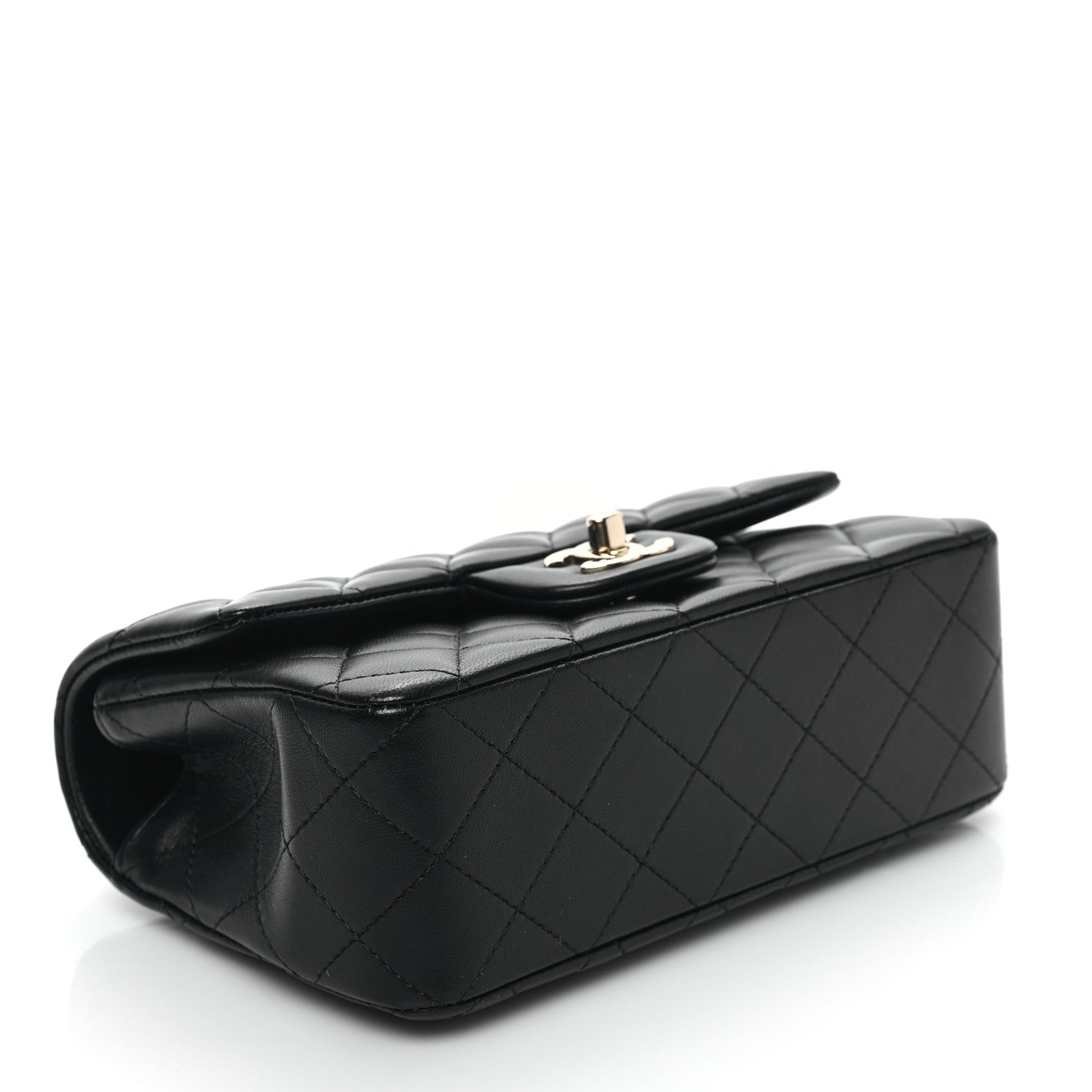 Chanel Lambskin Quilted Mini Top Handle Rectangular Flap Black 4 of 13