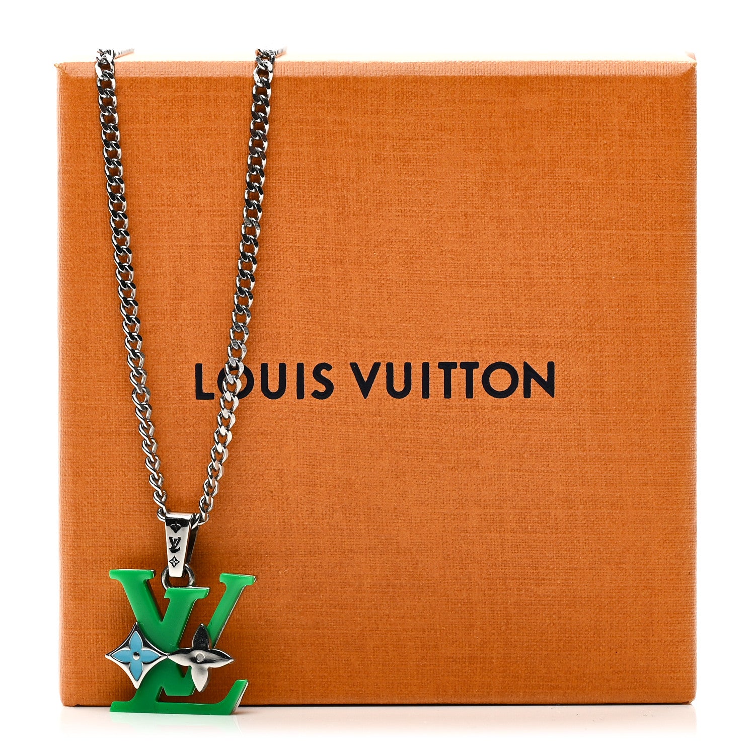 Louis Vuitton Plexiglass Monogram Row Pendant Necklace Green Multicolor 6 of 6