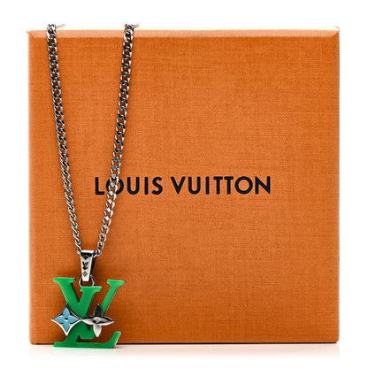 Louis Vuitton Plexiglass Monogram Row Pendant Necklace Green Multicolor 6 of 6