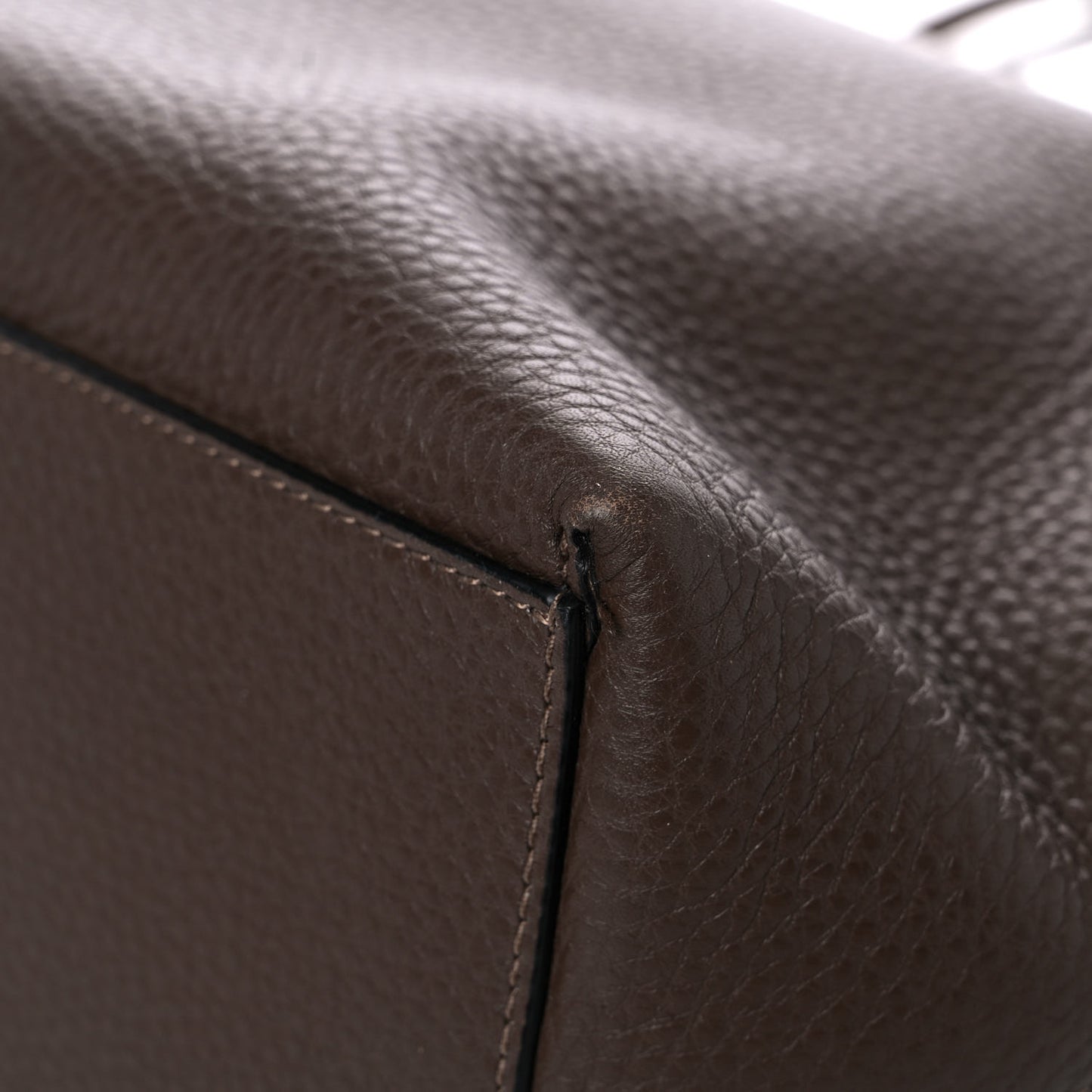 Grained Calfskin Rockstud Shoulder Tote Deep Taupe