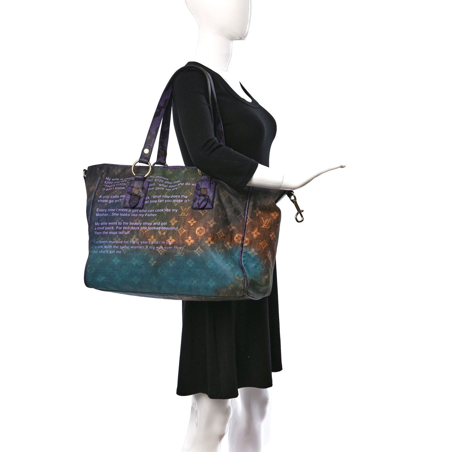 Louis Vuitton Richard Prince Monogram Karung Heartbreak Jokes Tote 2 of 13