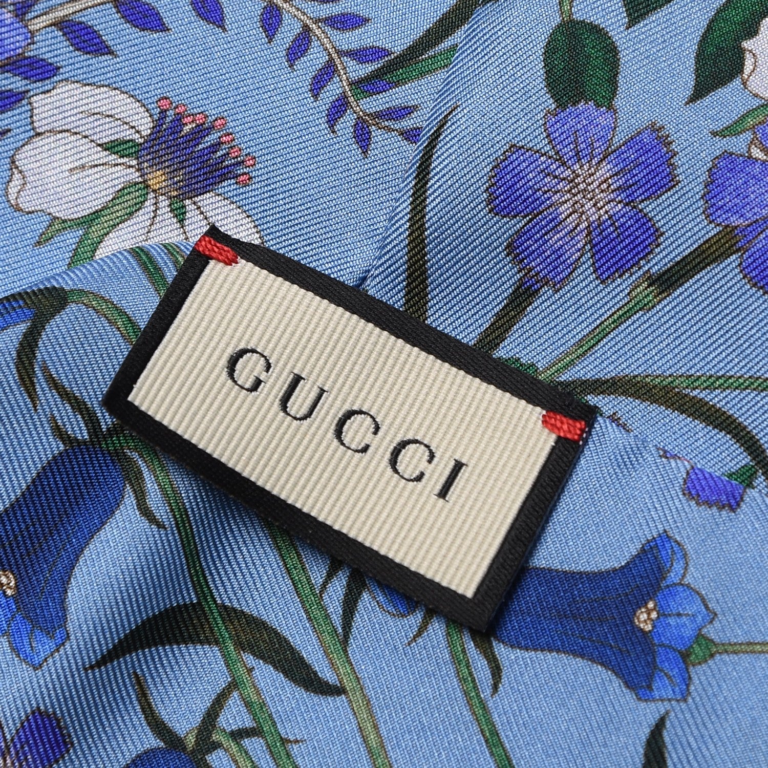 Gucci Silk Twill Newflora Neck Bow Scarf Bluette 4 of 6