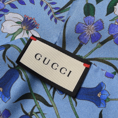 Gucci Silk Twill Newflora Neck Bow Scarf Bluette 4 of 6