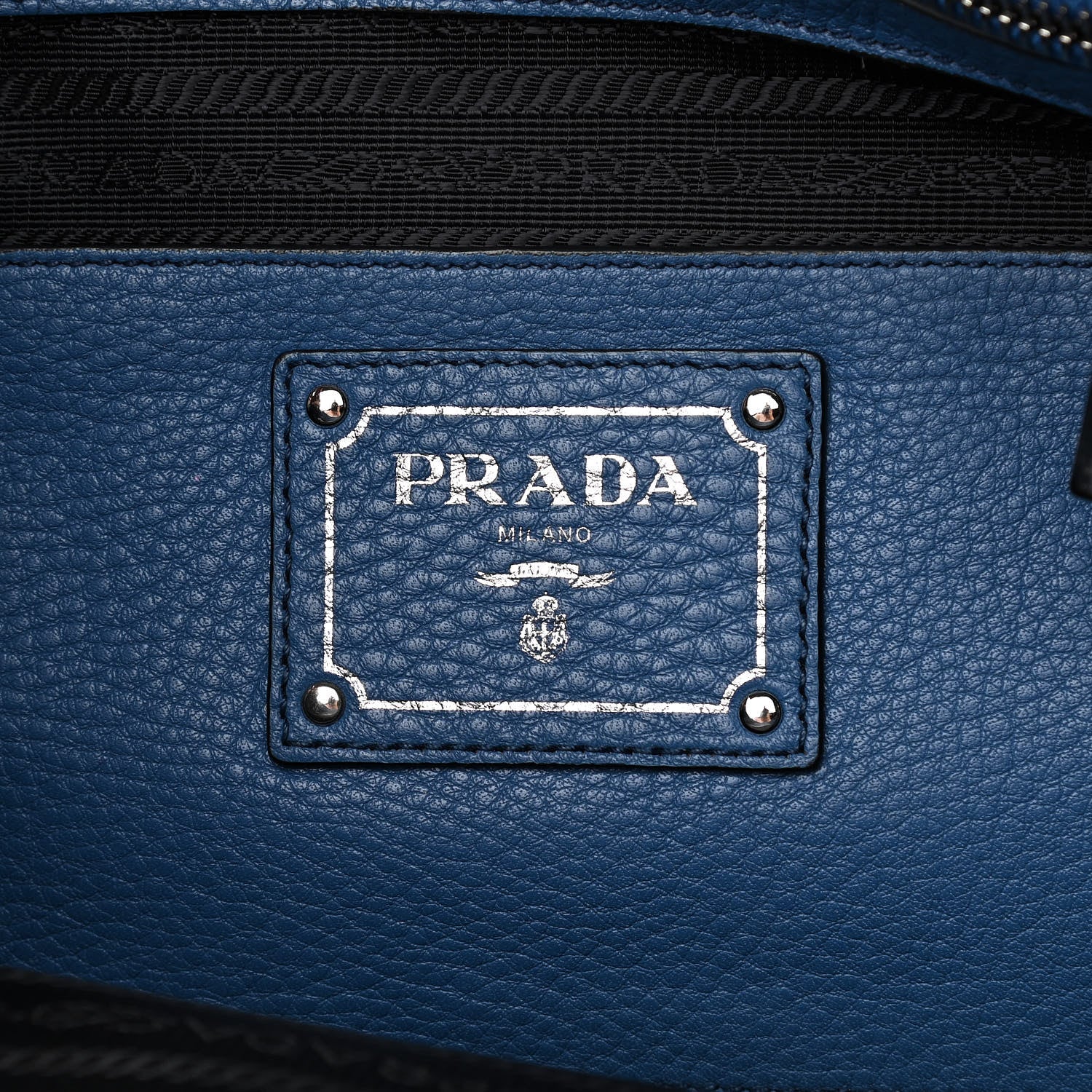 Prada Vitello Daino Double Handle Satchel Inchiostro 5 of 8