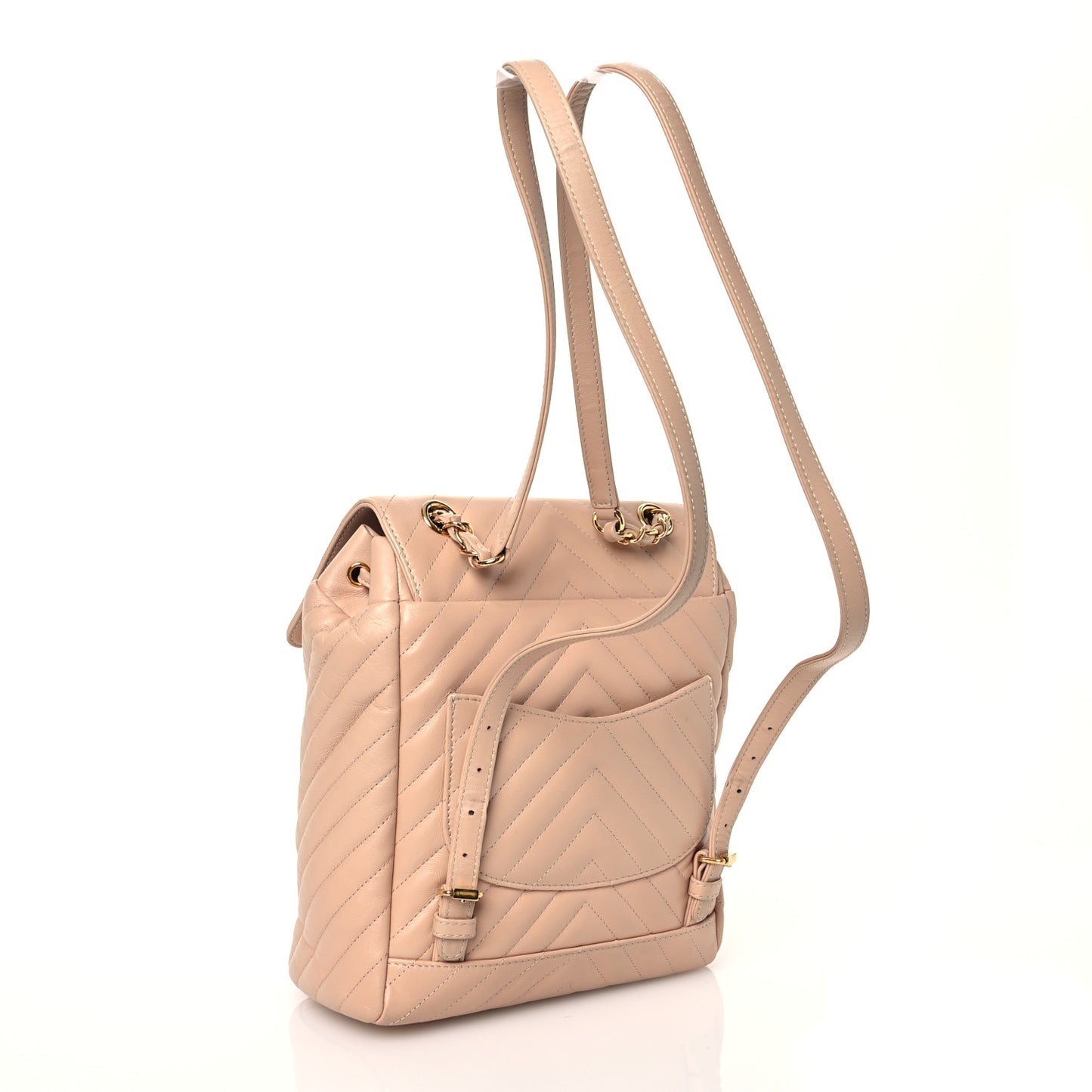 Calfskin Chevron Quilted Small Urban Spirit Backpack Beige