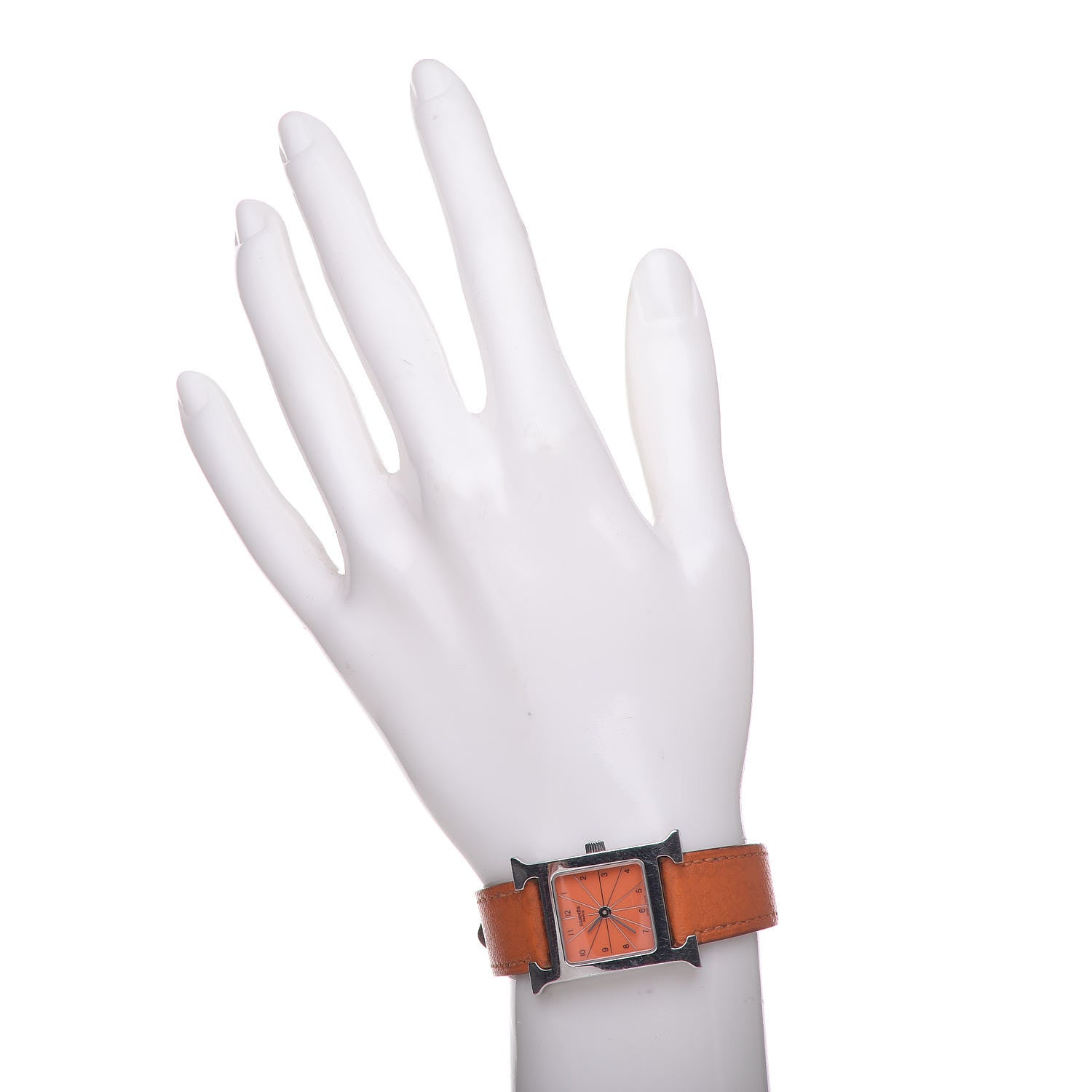 Hermes Stainless Steel Swift 21mm Heure H Hour Quartz Watch Orange 2 of 8