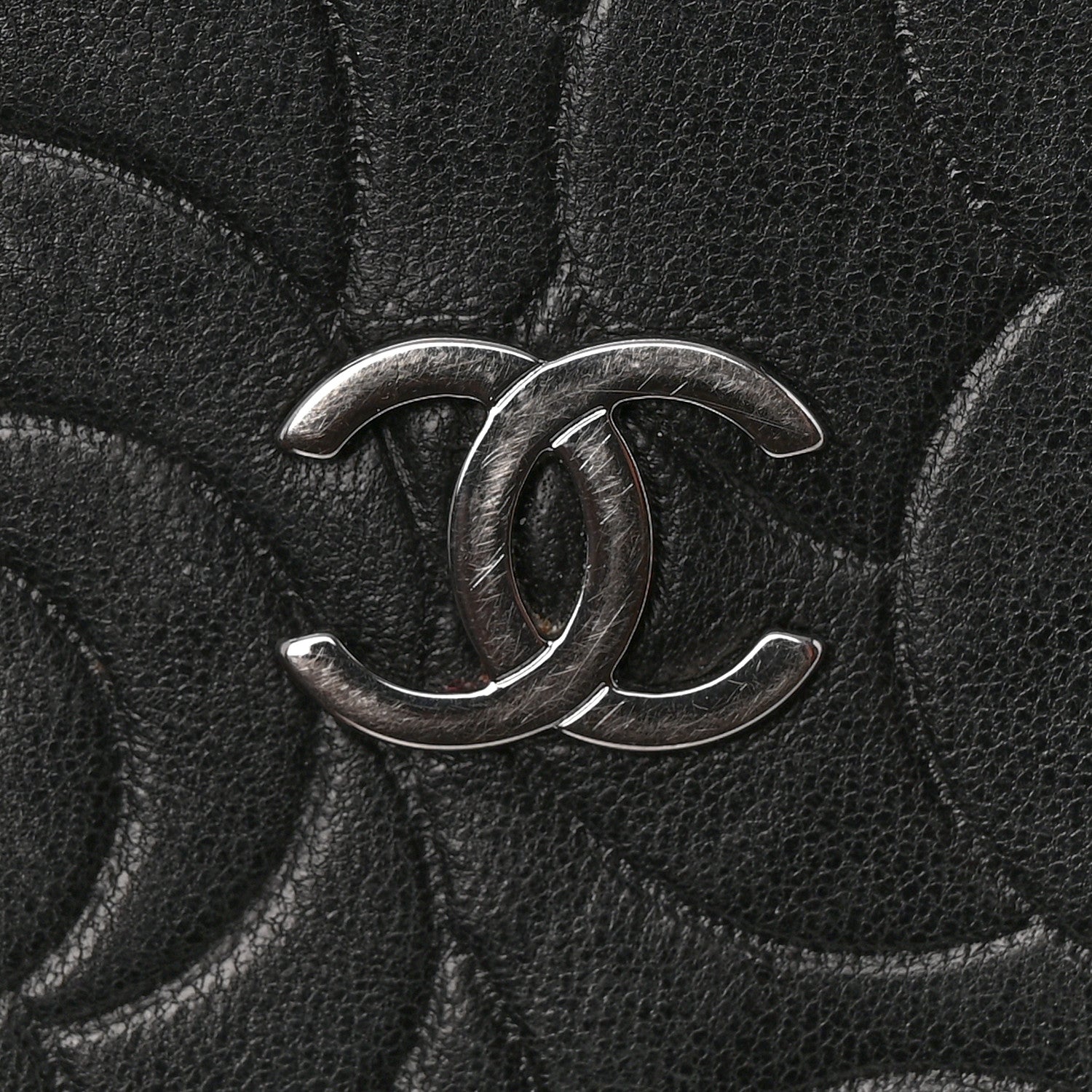 Chanel Lambskin Camellia Embossed Medium Wallet Black 10 of 11
