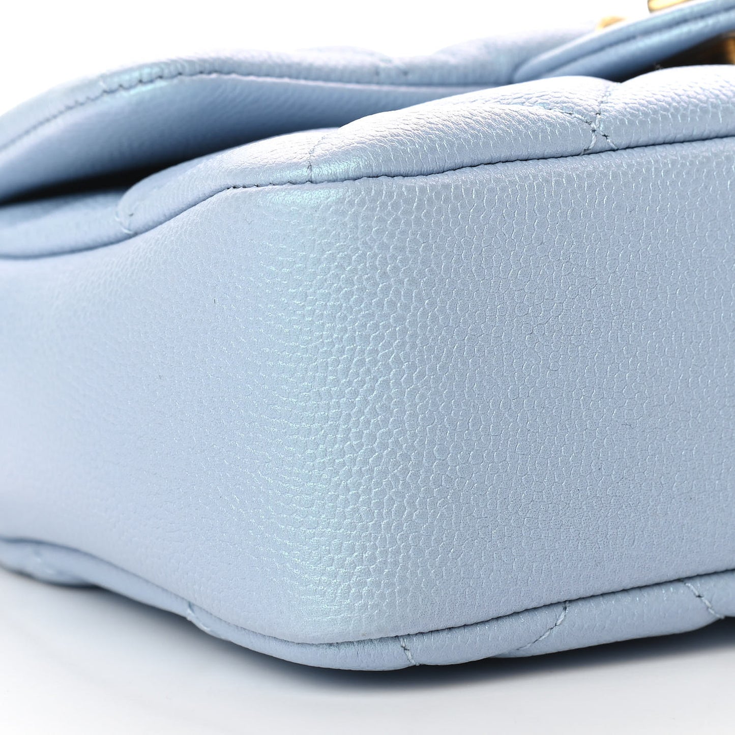 Iridescent Caviar Quilted Mini My Perfect Flap Light Blue