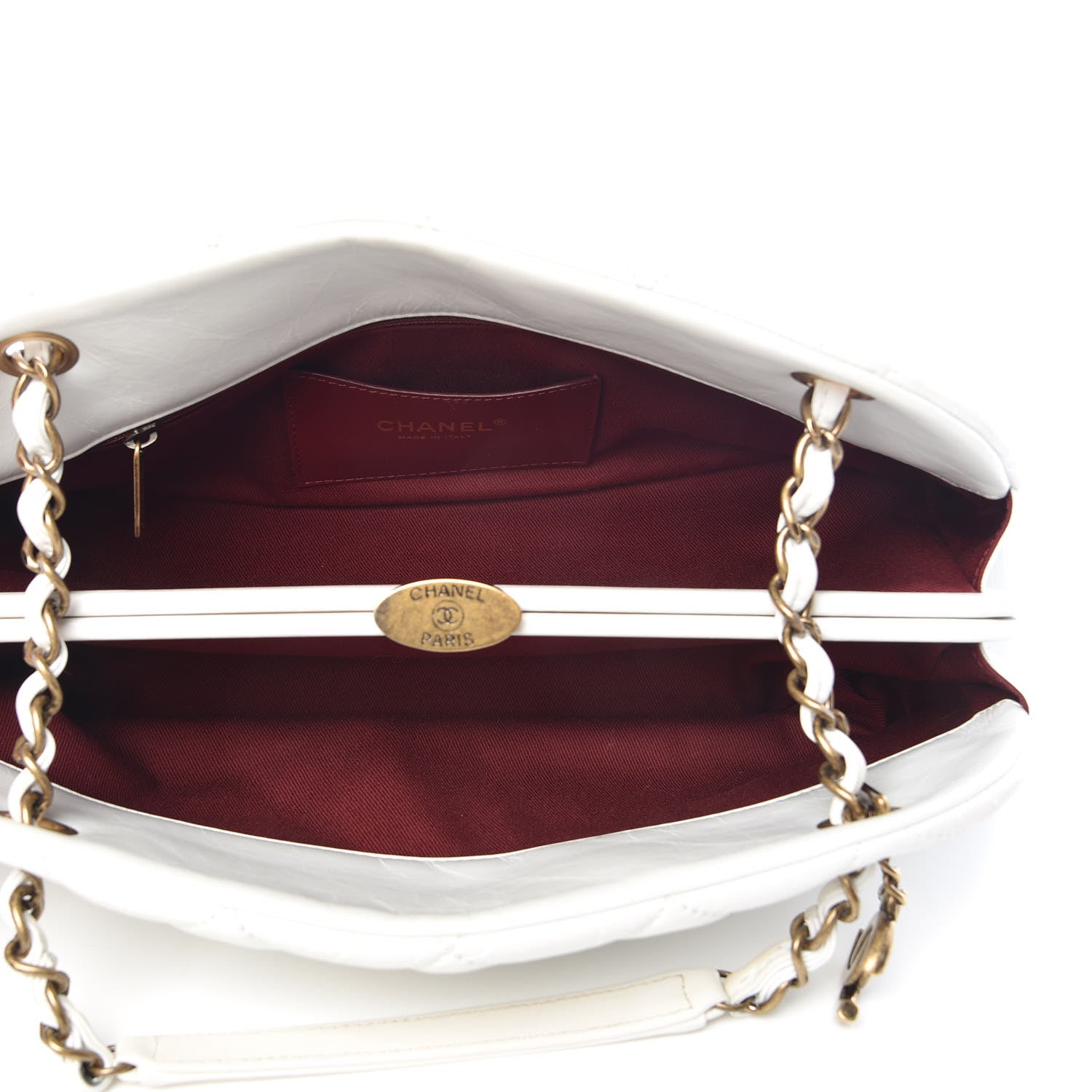 Chanel Aged Calfskin Quilted Medium Just Mademoiselle Bowling Bag White 6 of 15