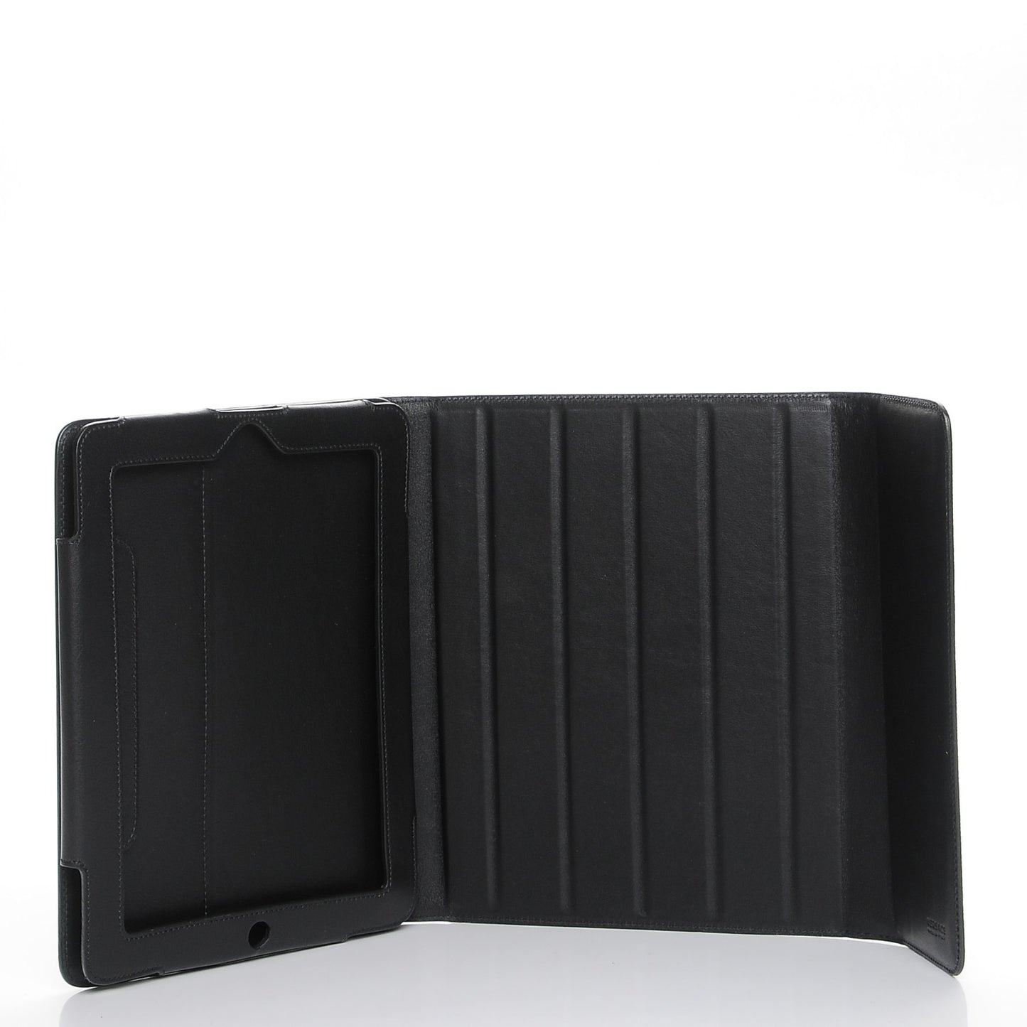 Calfskin PVC Barocco Printed Ipad Case Black Gold