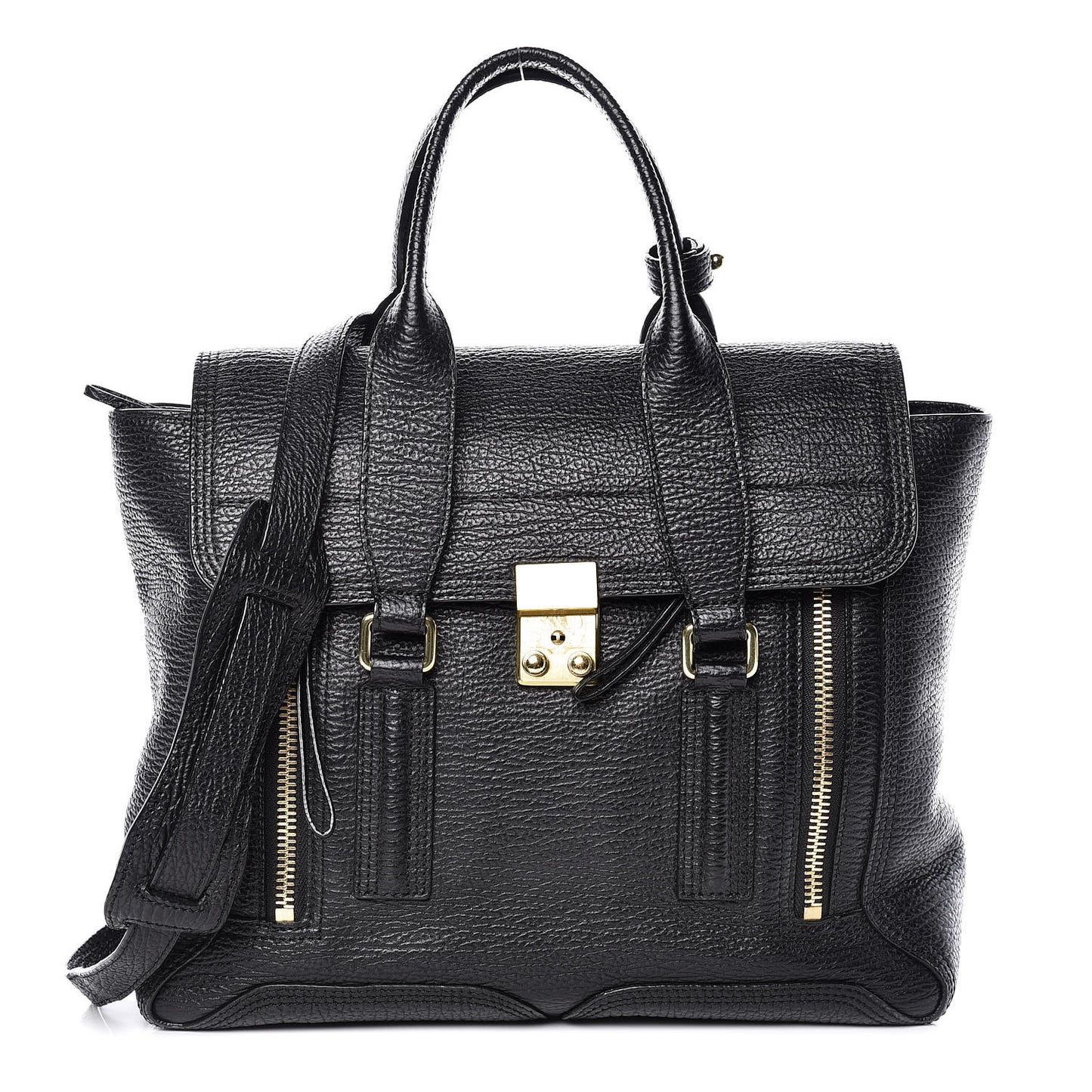 3.1 Textured Calfskin Medium Pashli Satchel Black