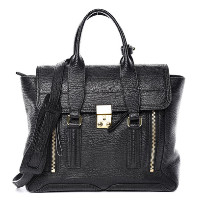 3.1 Phillip Lim 3.1 Textured Calfskin Medium Pashli Satchel Black 1 of 11