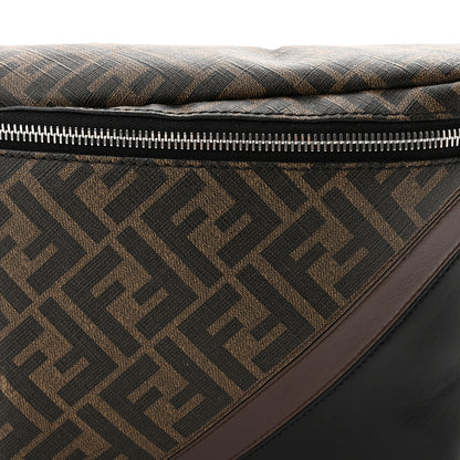 Fendi Glazed Fabric Vitello Liberty FF 1974 Diagonal Belt Bag Tobacco Moresco Black 8 of 10