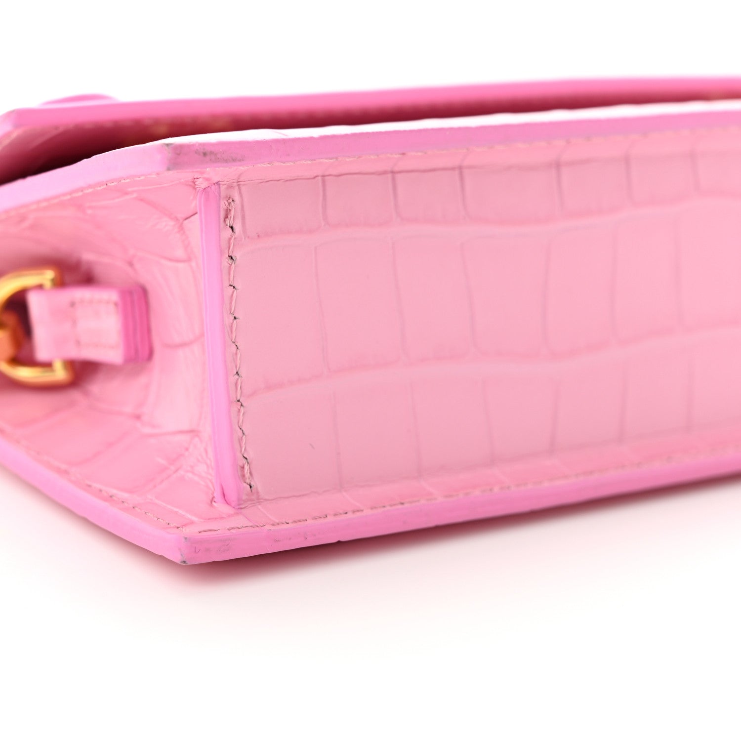 Jacquemus Calfskin Crocodile Embossed Le Chiquito Long Pink 8 of 11