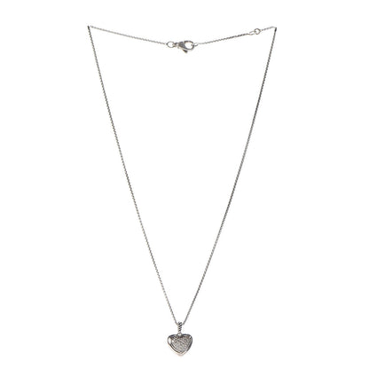 David Yurman Sterling Silver Diamond Cable Heart Pendant Necklace 3 of 7