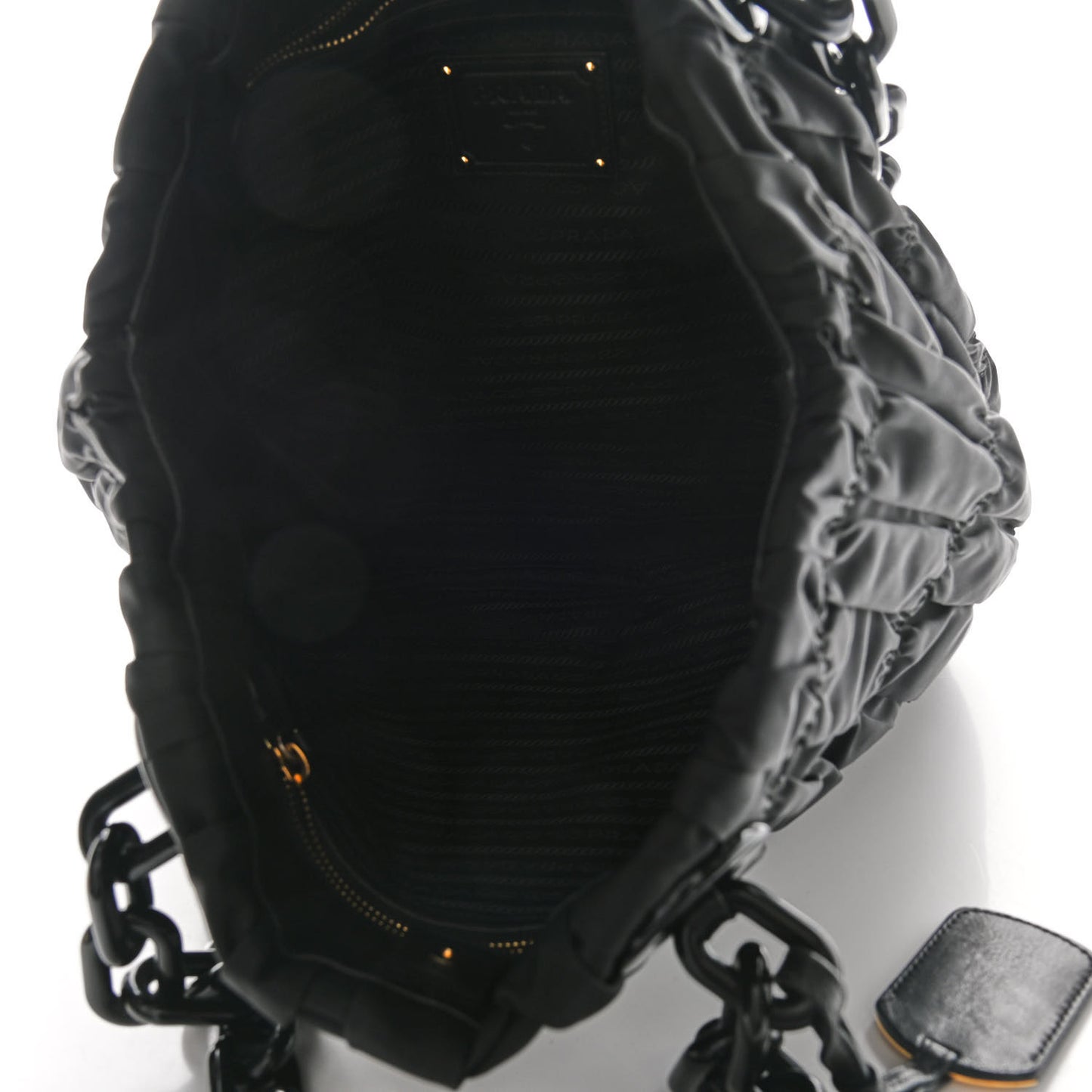 Tessuto Nylon Gaufre Chain Tote Black