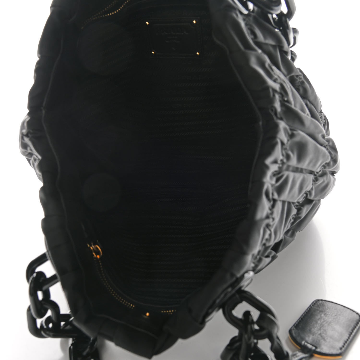 Prada Tessuto Nylon Gaufre Chain Tote Black 4 of 9