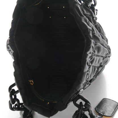 Prada Tessuto Nylon Gaufre Chain Tote Black 4 of 9