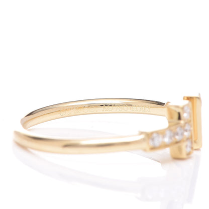 Tiffany 18K Yellow Gold Diamond T Wire Ring 49 5 4 of 5