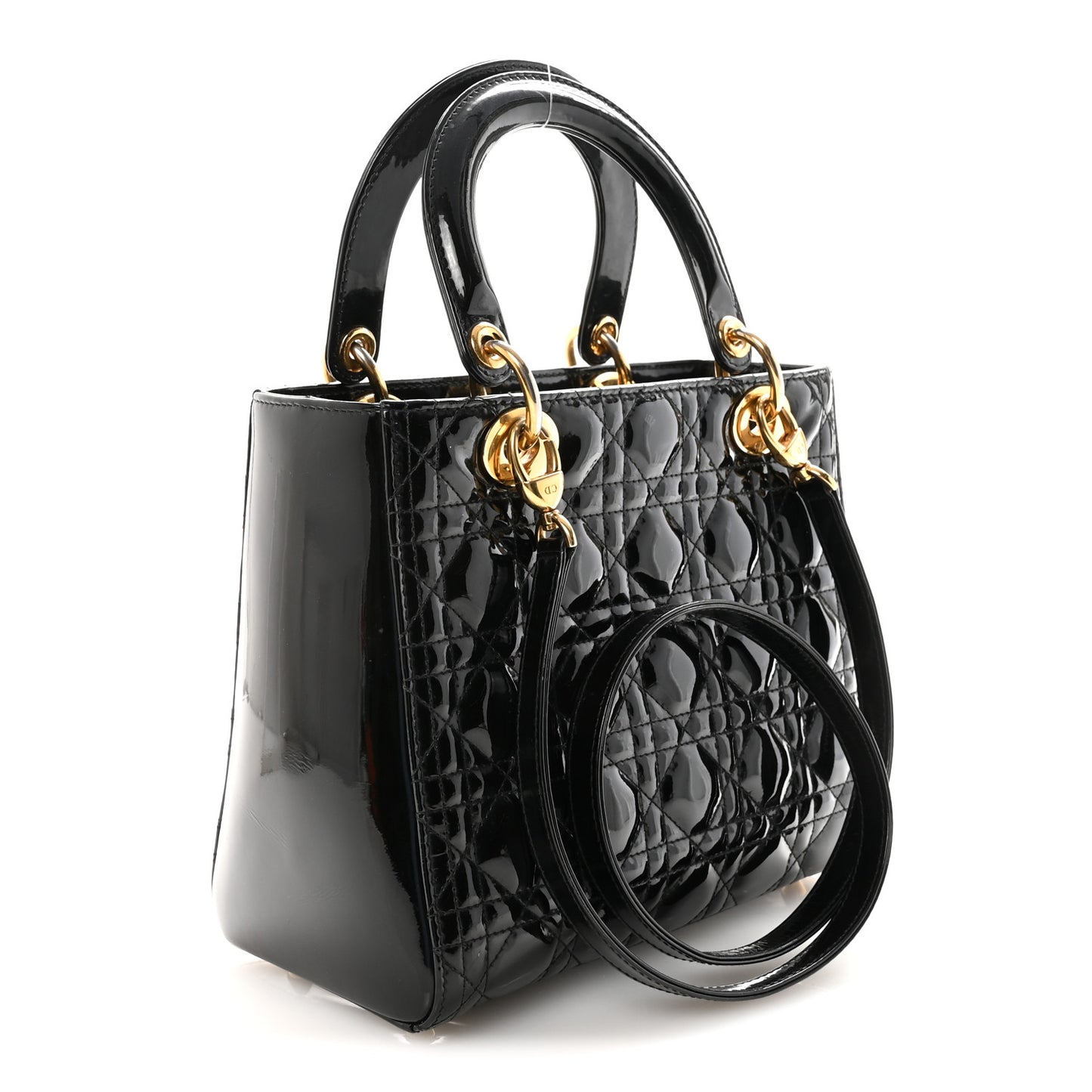 Patent Cannage Medium Lady Dior Black