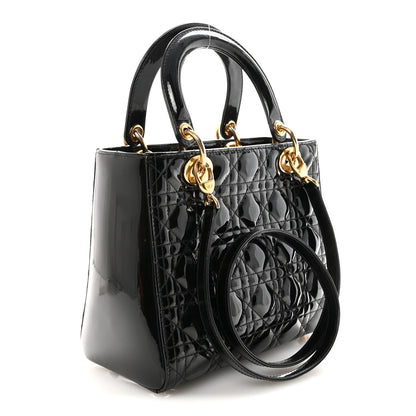 Christian Dior Patent Cannage Medium Lady Dior Black 3 of 10