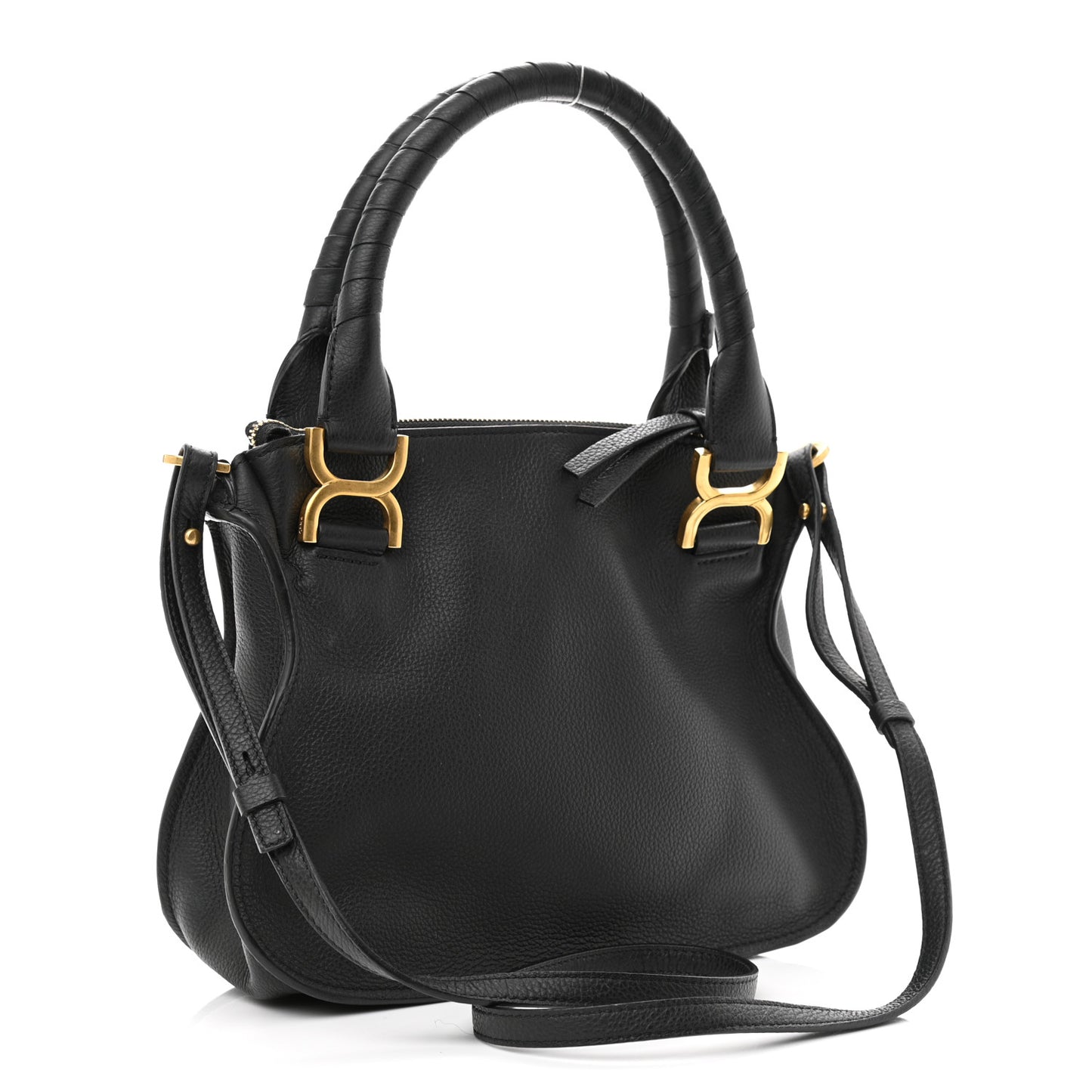Calfskin Small Marcie Satchel Black