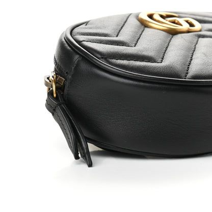 Gucci Calfskin Matelasse GG Marmont Belt Bag 85 34 Black 8 of 9