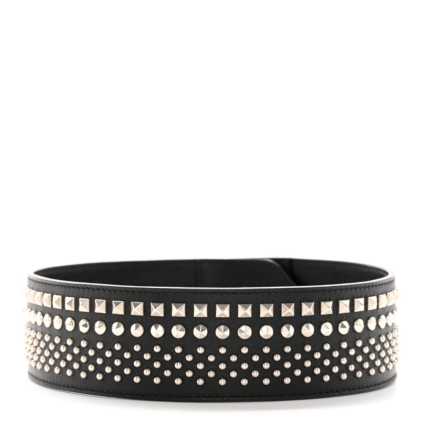 Moon Calfskin Studded Belt 75 30 Black