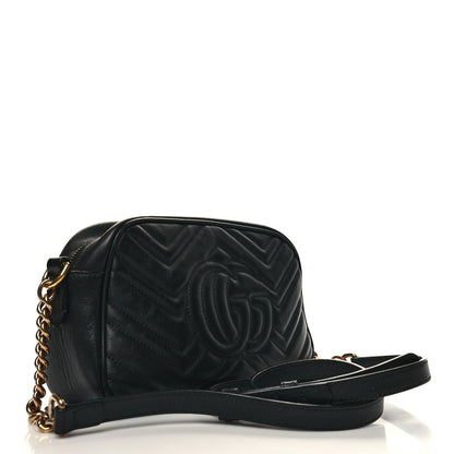 Gucci Calfskin Matelasse Small GG Marmont Chain Shoulder Bag Black 3 of 10