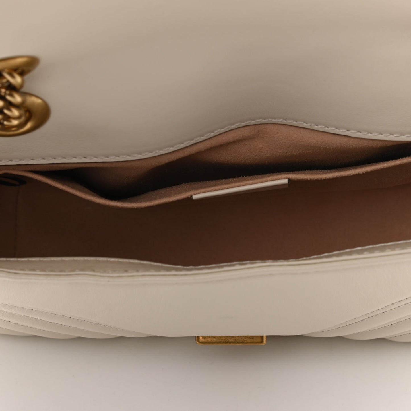 Calfskin Matelasse Mini GG Marmont Shoulder Bag White