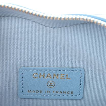 Chanel Lambskin Quilted CC In Love Heart Clutch With Chain Light Blue 6 of 11