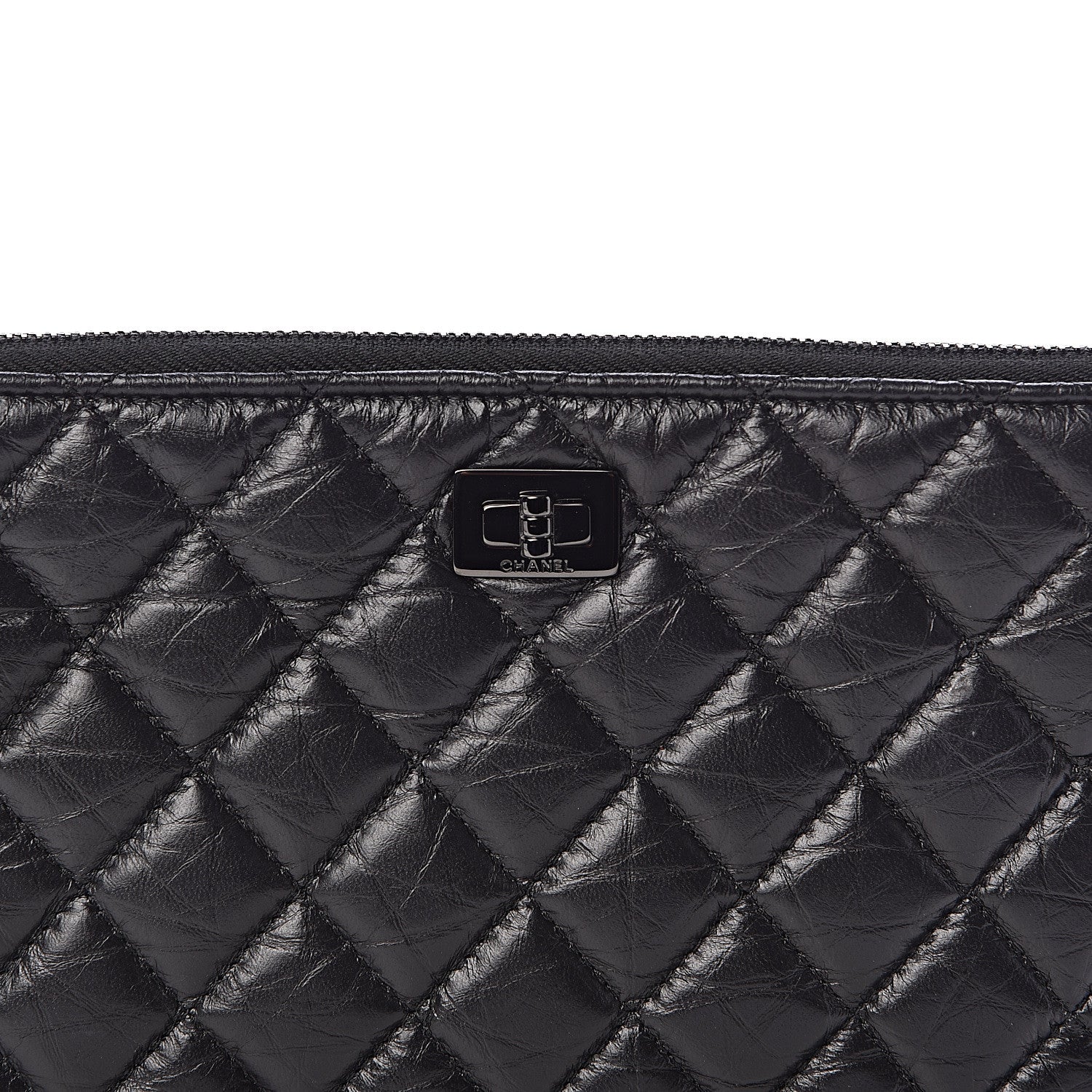 Chanel Aged Calfskin Quilted Medium Reissue Cosmetic Case So Black 8 of 9
