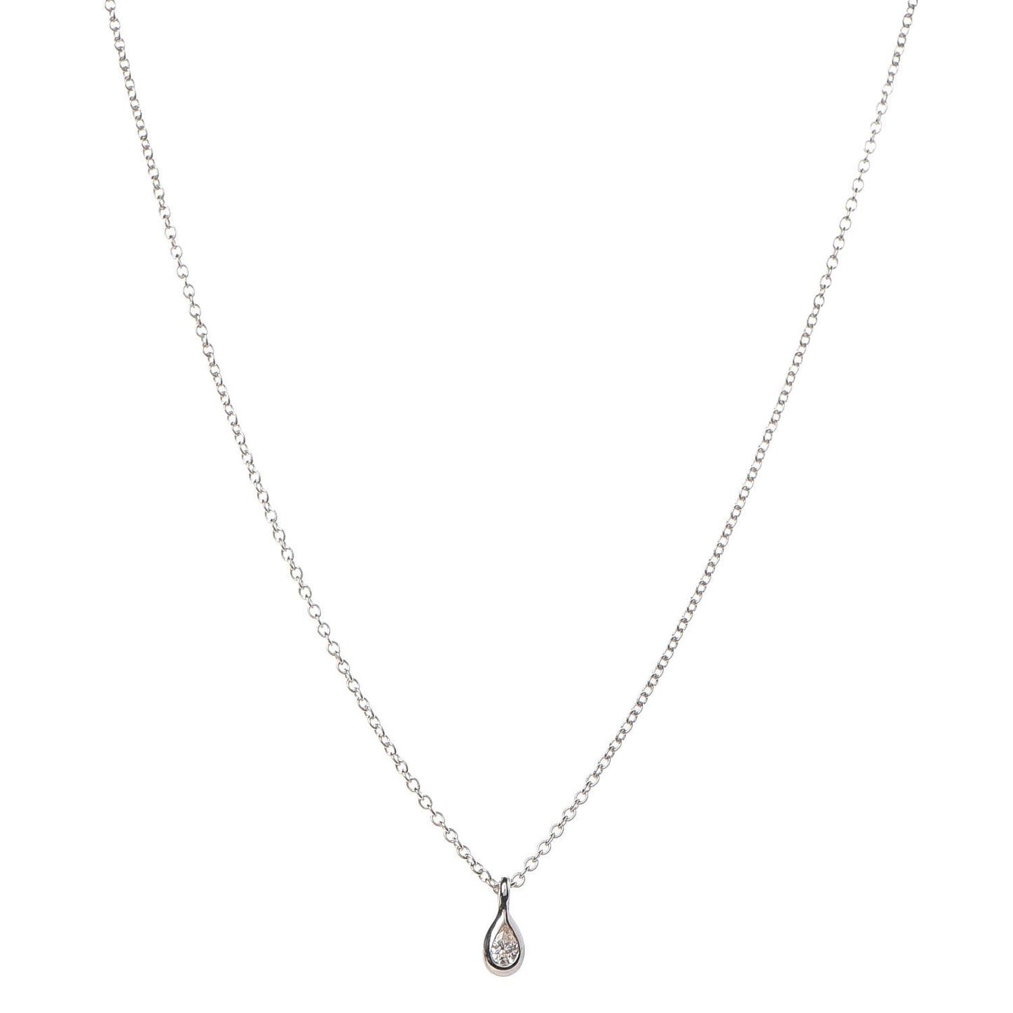 Sterling Silver Diamond .07ct Elsa Peretti Pear Shape Diamonds by the Yard Pear-Shaped Pendant Necklace