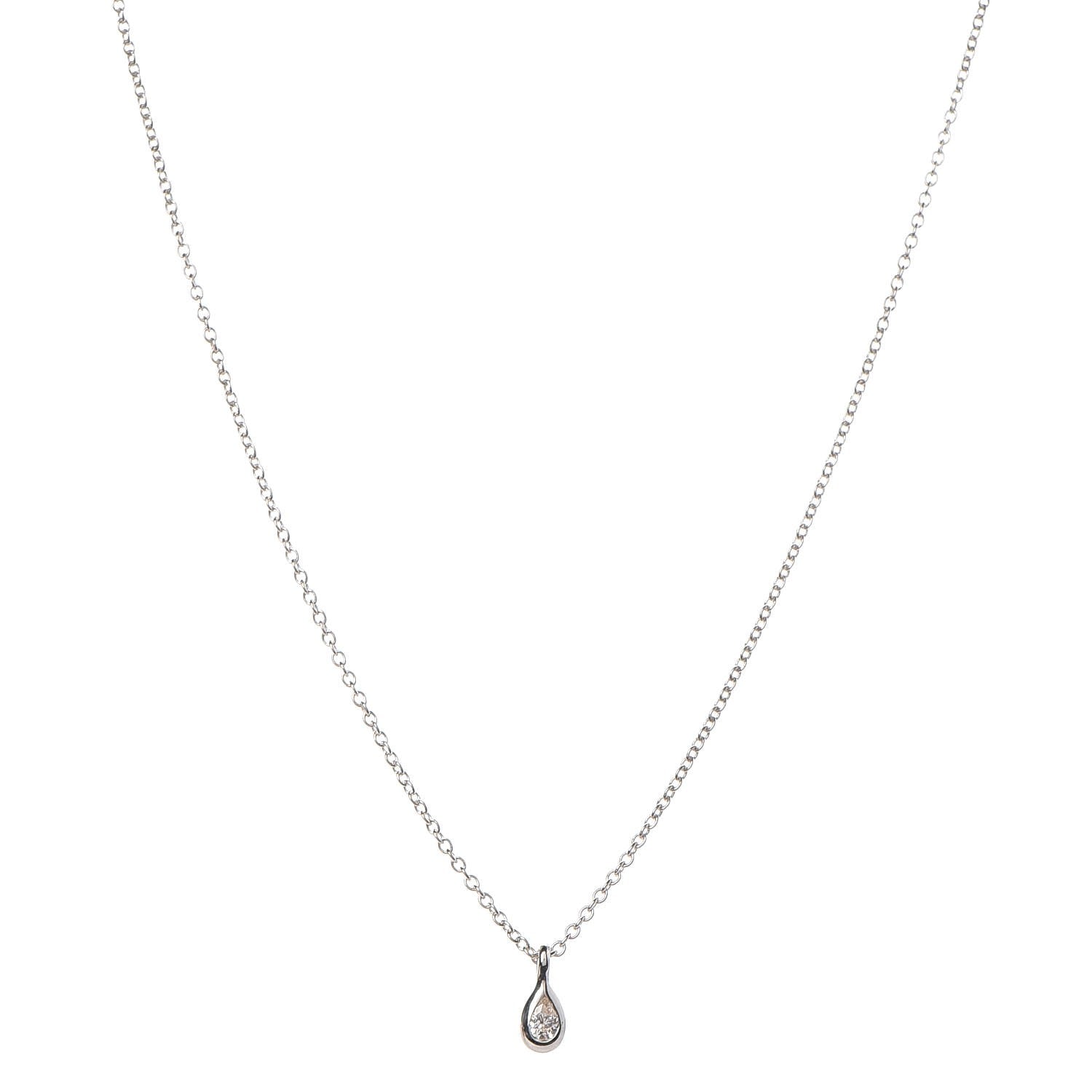 Tiffany Sterling Silver Diamond .07ct Elsa Peretti Pear Shape Diamonds by the Yard Pear-Shaped Pendant Necklace 1 of 9