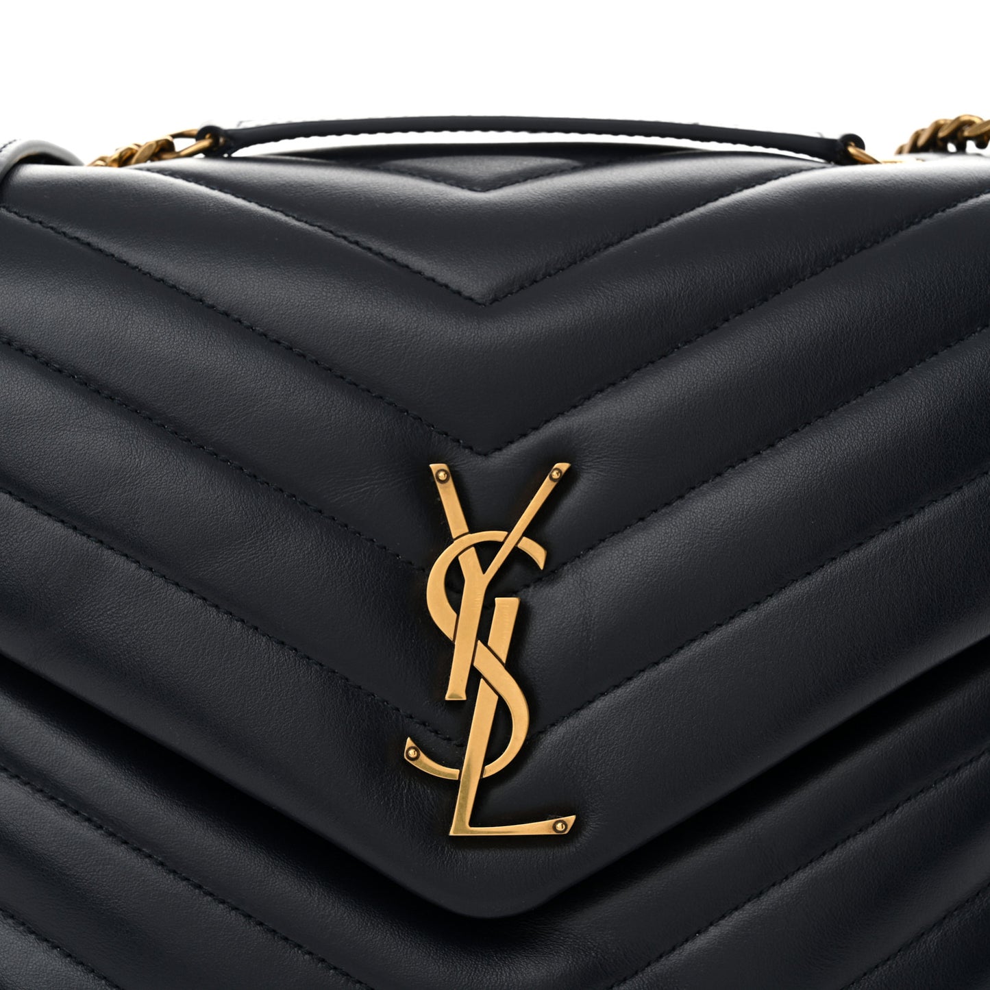Calfskin Y Quilted Monogram Medium Loulou Chain Satchel Deep Marine