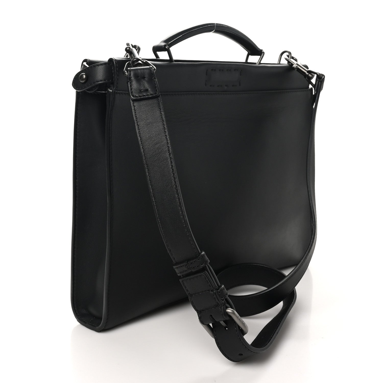 Fendi Vitello Grace Opaco Metal Monster Eyes Large Peekaboo Iconic Fit Satchel Black 2 of 10