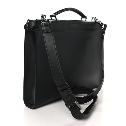 Fendi Vitello Grace Opaco Metal Monster Eyes Large Peekaboo Iconic Fit Satchel Black 2 of 10