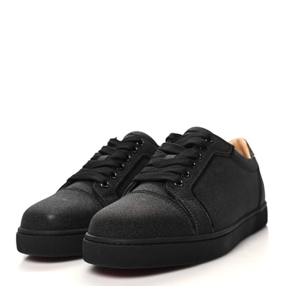 Christian Louboutin Glitter Calfskin Vieira Flat Sneakers 38 Black 3 of 10